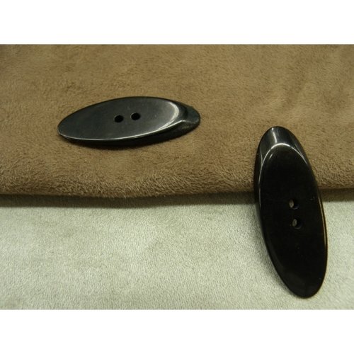 Bouton / bûchette à 2 trou noir,longueur: 4,5 cm / largeur: 1,7 cm