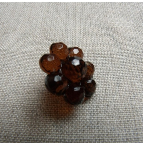 Bouton marron acrylique à queue,motif fleur,19 mm, de belle qualité