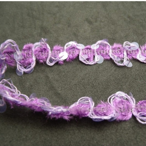 Ruban pailleté violet traversé par sequin en serpentine, 2 cm