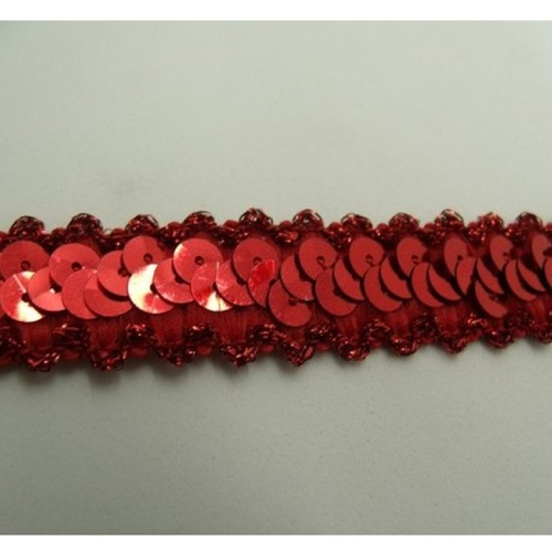 Ruban pailleté stretch elastique rouge ,20 mm