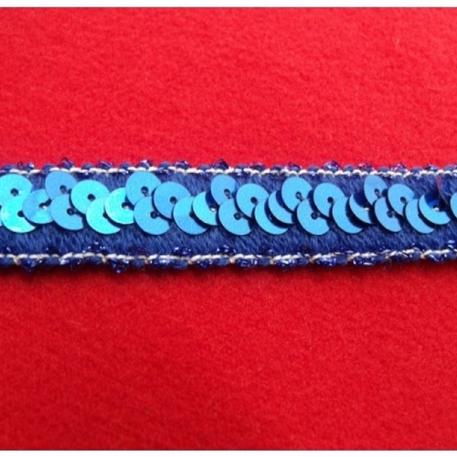 Ruban pailleté stretch bleu, 2 cm