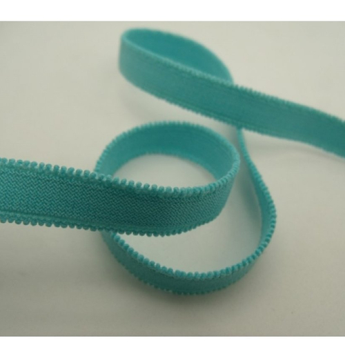 Ruban  elastique souple elasthanne bleu turquoise,10 mm