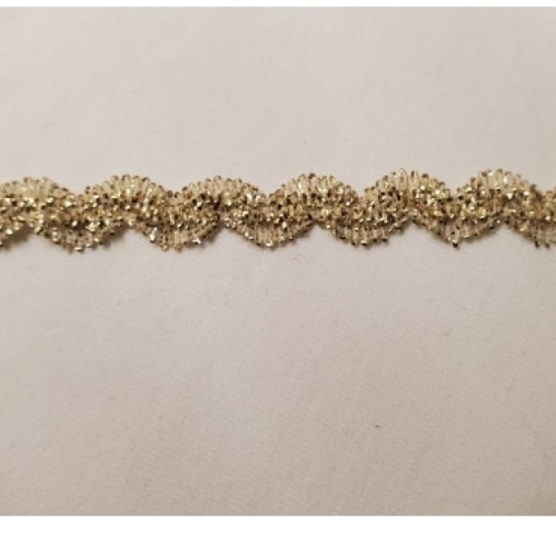 Nouveau ruban elastique serpentine doré 10 mm, vendu par 5 metres / soit 1,11 € le metre