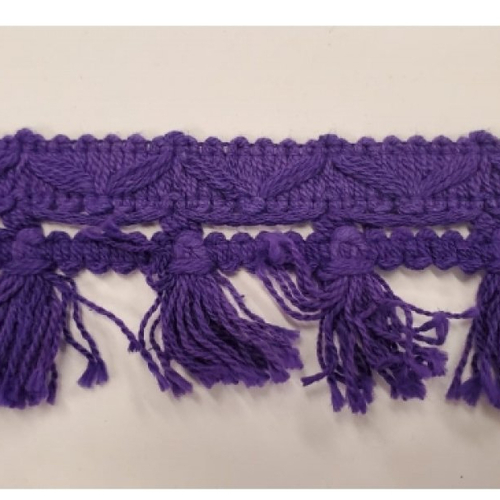Nouveau ruban frange lainage violet 5.5 cm,de très belle qualité