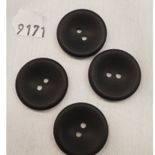Bouton acrylique noir mat à 2 trous ,23 mm,vendu par 6 /soit 0,66 € l'unité