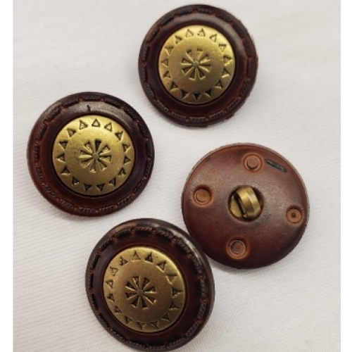 Bouton acrylique composé marron et or,15 mm,vendu par 6 /soit 0,75 € l'unité