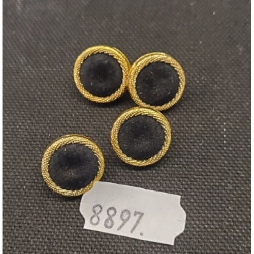 Nouveau bouton velours noir bord doré,15 mm