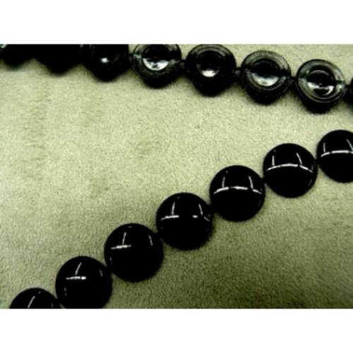 Ruban 1/2 perles en acrylique noir,13 mm