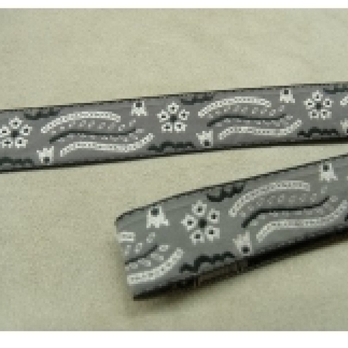 Ruban fantaisie gris polyester et coton,1.8 cm