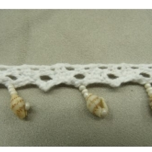 Ruban fantaisie en coquillage monté sur ruban brode polyester et coton,3 cm