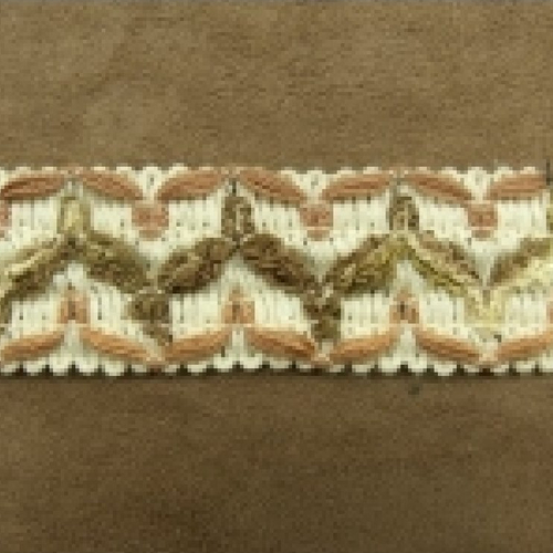 Ruban fantaisie marron et beige polyester et coton, 3 cm