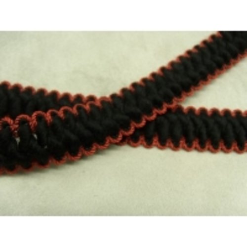 Ruban fantaisie lainage noir & rouge ,2.5 cm