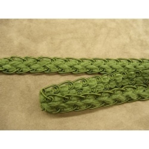 Ruban fantaisie vert kaki polyester & coton,3 cm
