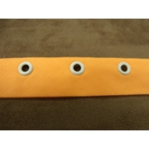 Ruban fantaisie œillet orange fluo polyester et coton,2.5 cm