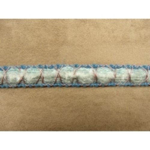 Ruban fantaisie bleu clair polyester et coton,1.5 cm