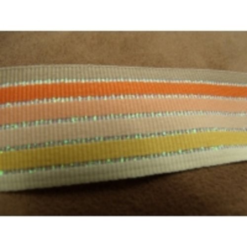 Ruban fantaisie polyester et coton multicolore pastel, 2.5 cm