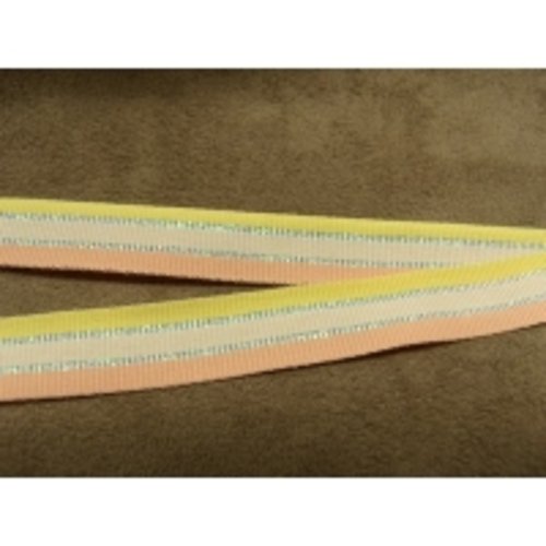 Ruban fantaisie polyester et coton tricolore pastel,1.5 cm