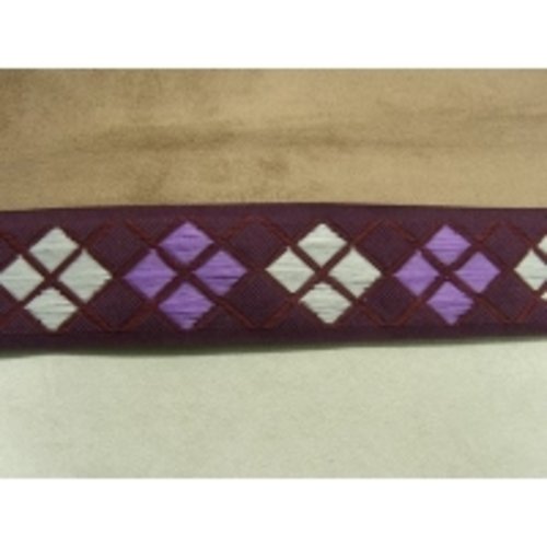 Ruban fantaisie polyester violet & bordeaux,4 cm