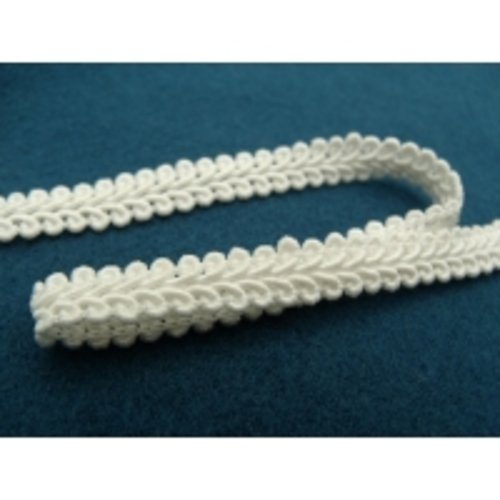 Ruban fantaisie coton entrelacé blanc,1 cm