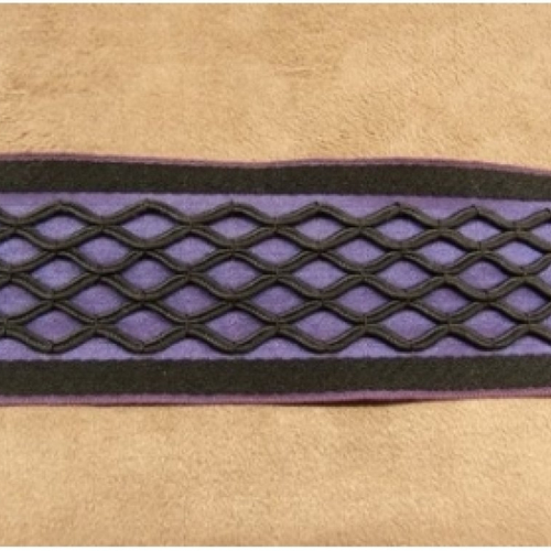 Ruban fantaisie polyester et coton surbrodé violet,40 mm