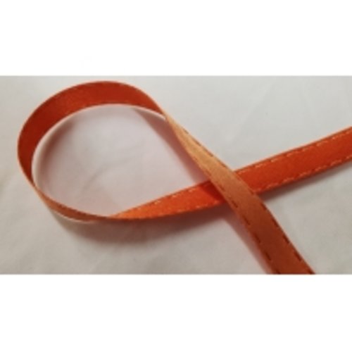 Nouveau ruban fantaisie façon couture surpiqué bicolore orange ,1 cm