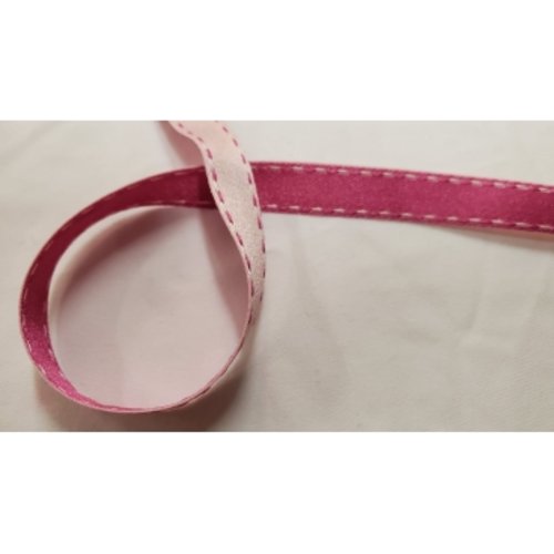 Nouveau ruban fantaisie façon couture surpiqué bicolore rose clair et rose fushia ,1 cm