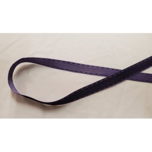 Nouveau ruban fantaisie façon couture surpiqué bicolore violet ,1 cm