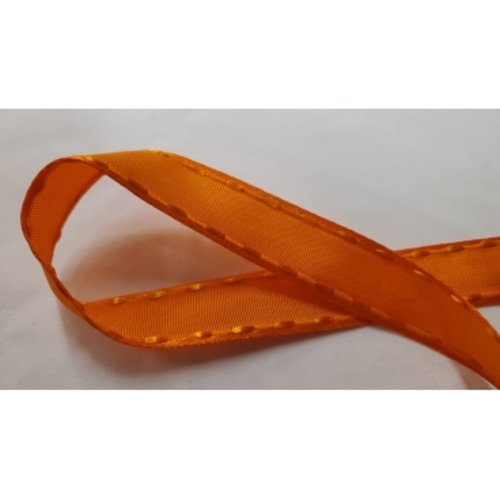 Nouveau ruban fantaisie façon couture surpiqué orange ,1 cm