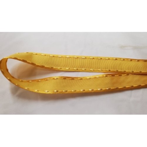 Nouveau ruban fantaisie façon couture surpiqué jaune ,1 cm