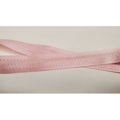 Nouveau ruban fantaisie satin façon couture rose pale ,1.5 cm
