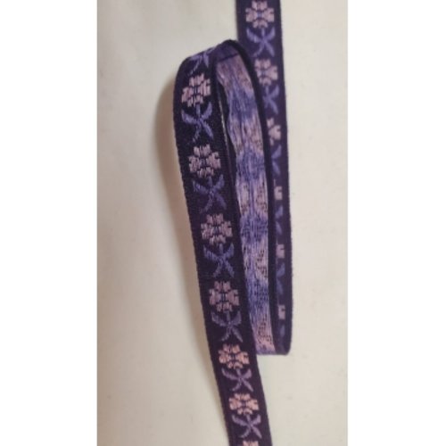 Nouveau ruban fantaisie à fleurs violet sur fond parme ,1 cm