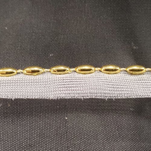 Nouveau ruban passepoil perlé monté sur base invisible blanc & or