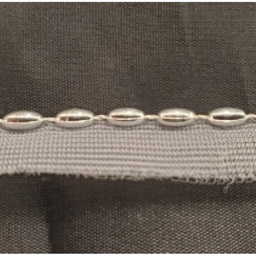 Nouveau ruban passepoil perlé monté sur base coton perle grain de riz, blanc cassé