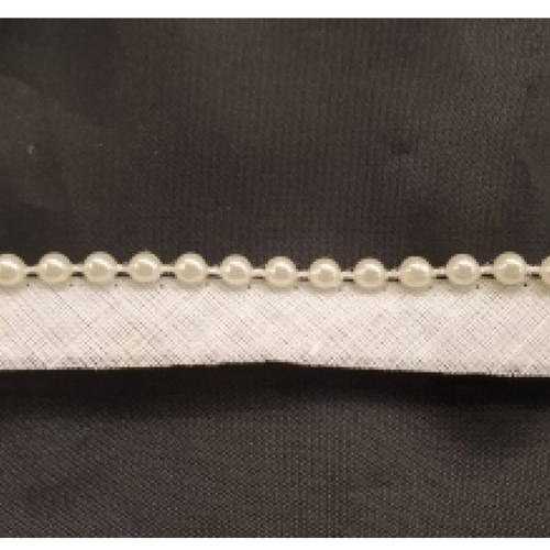 Nouveau ruban passepoil perlé monté sur base coton perlé nacré ,1 cm