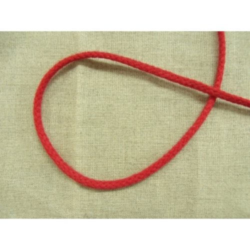 Cordon polyester & coton rouge,4 mm