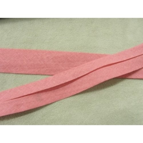 Promotion ruban biais- 20 mm interieur /10 - 10 mm- coton- rose soutenu, vendu par 5 metres /soit 0.75€ le metre