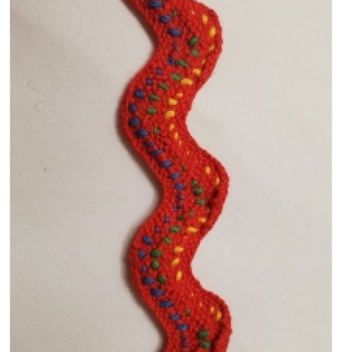 Nouveau ruban serpentine rouge surpiqué vert bleu,jaune ,2.2 cm