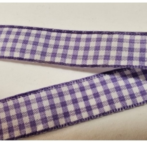 Nouveau ruban vichy à carreau violet ,15 mm