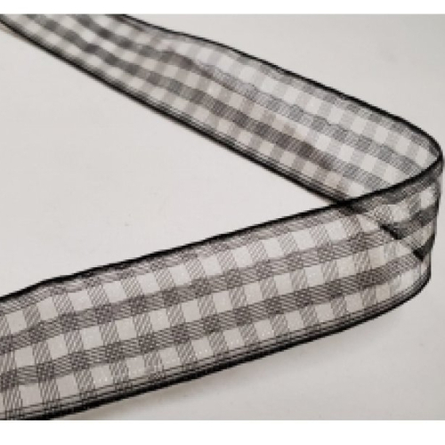 Ruban vichy à carreau noir et blanc 20 mm