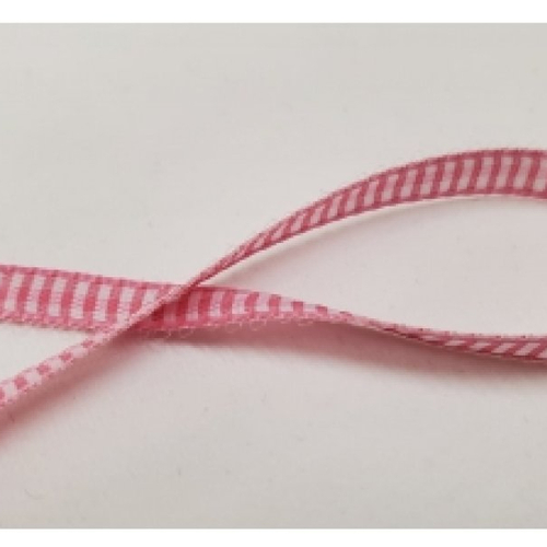 Nouveau ruban vichy à carreau rose fushia et blanc, 6 mm