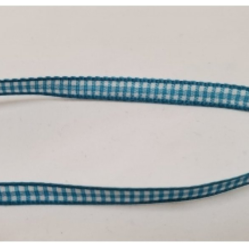 Nouveau ruban vichy à carreau bleu turquoise et blanc,6 mm