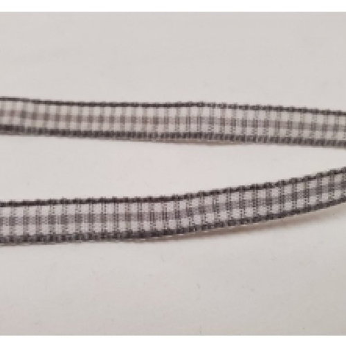 Nouveau ruban vichy à carreau gris clair et blanc,6 mm