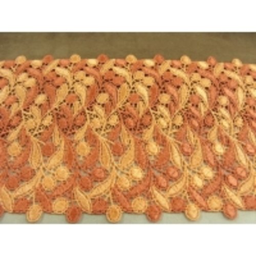 Macrame / guipure coton bicolore orange, 16 cm