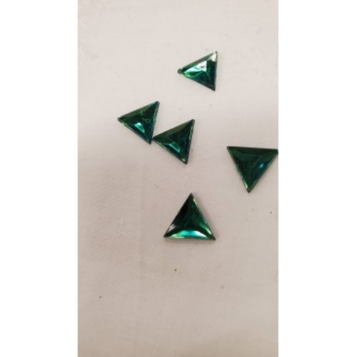 Strass triangle vert ,12 mm, vendu par 10 strass