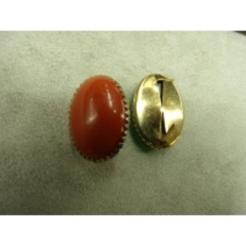 Promotion strass à griffe ovale orange foncé , métal doré, 2.5 cm/ 1.8 cm, vendu par 4 strass /soit 0,75 cts