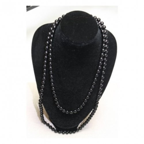 Collier perle acrylique noir,70 cm, belle qualité