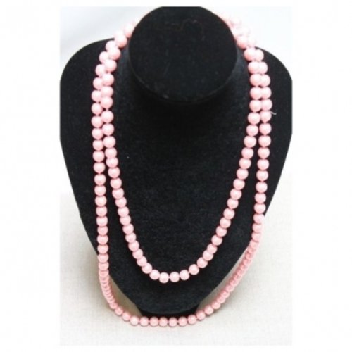 Collier perle acrylique rose ,70 cm, belle qualité