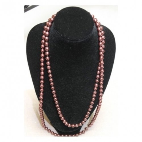 Collier perle acrylique parme 70 cm, belle qualité