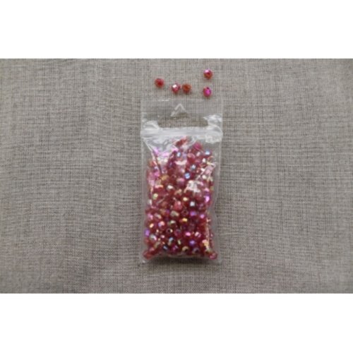 Perles acryliques a facette 4 mm- rouge