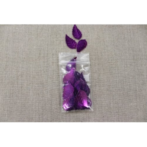 Sequin en forme de feuille métallisée violet ,vendu en sachet de 5 gr environ